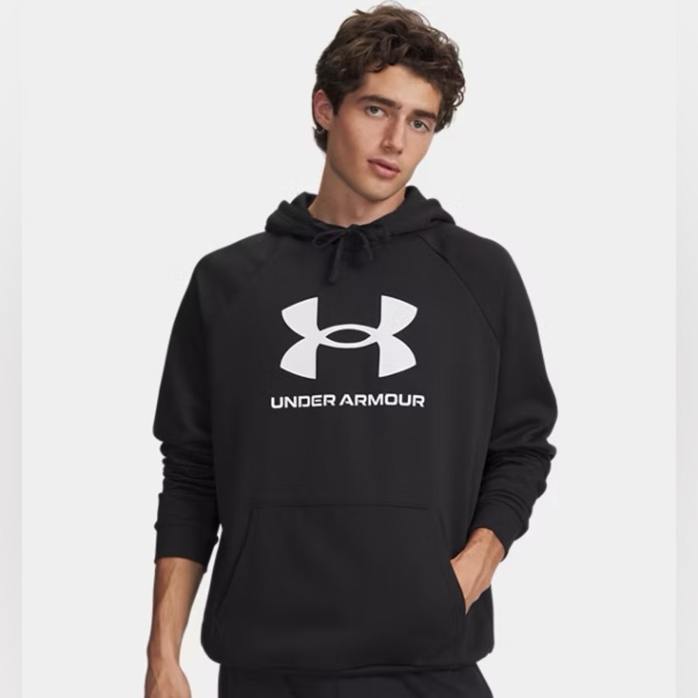 Under Armour Men's Black Hoodie with White Logo